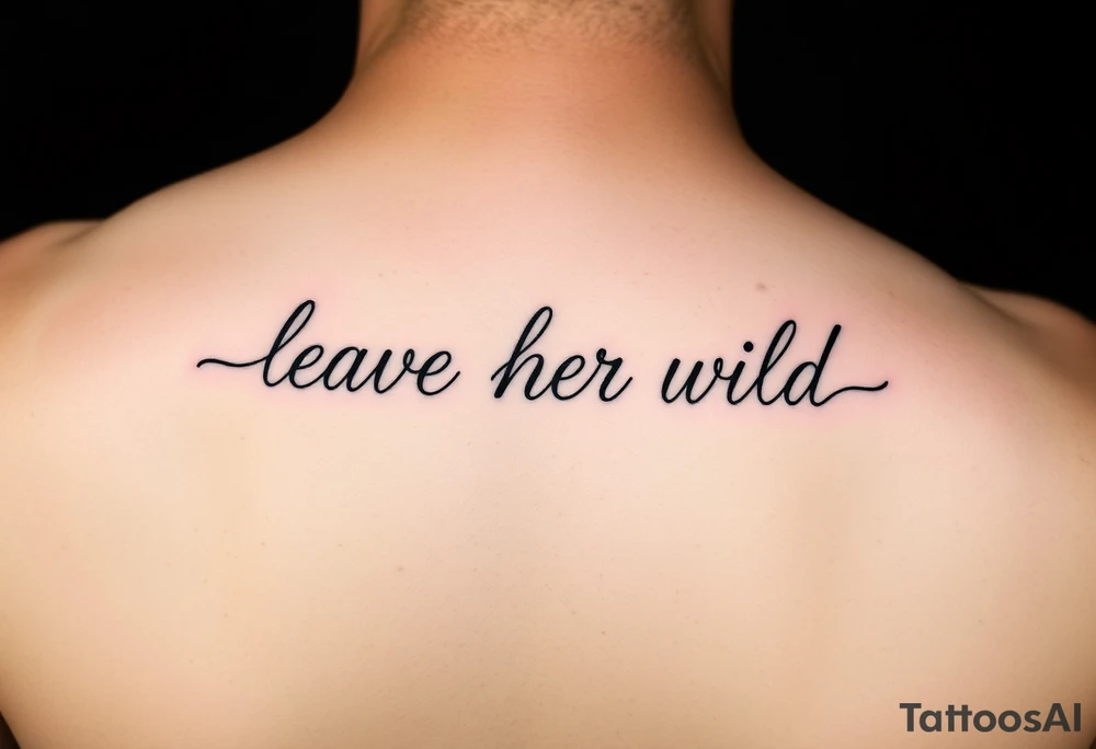 small fine line tattoo of words "leave her wild" all connected tattoo idea