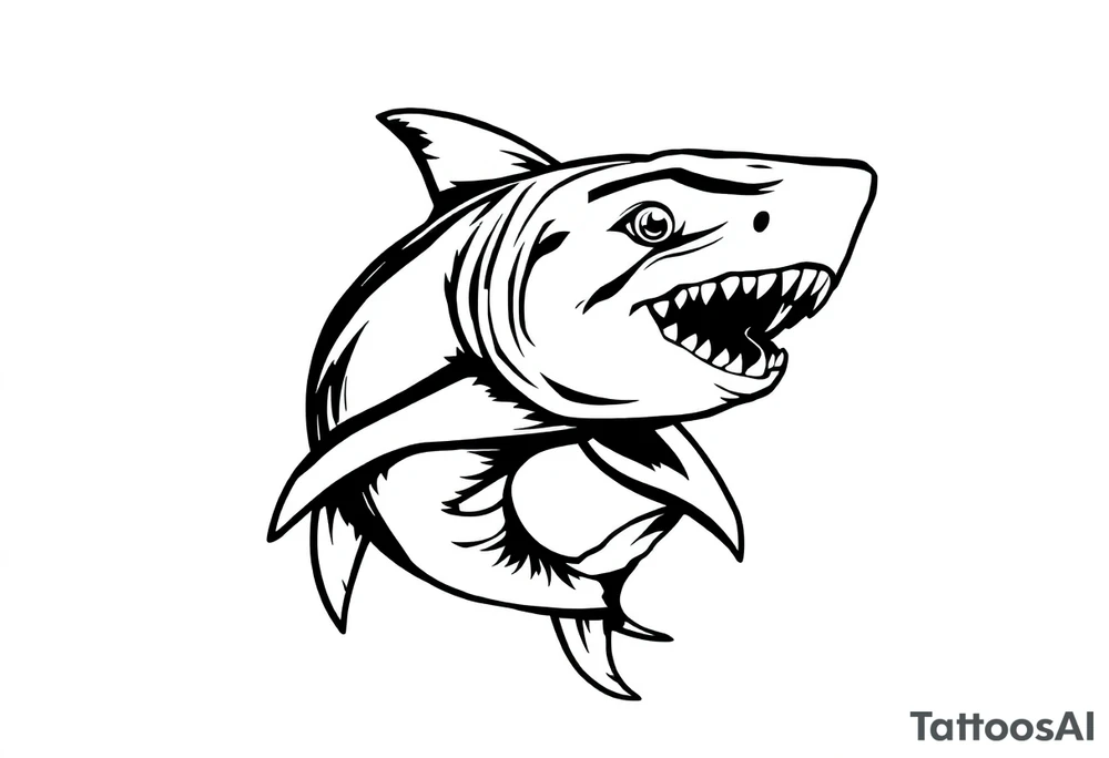 Masculine strong shark flowing tattoo idea
