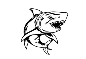 Masculine strong shark flowing tattoo idea