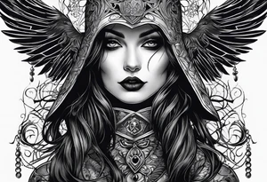 Goth girl raven tattoo idea