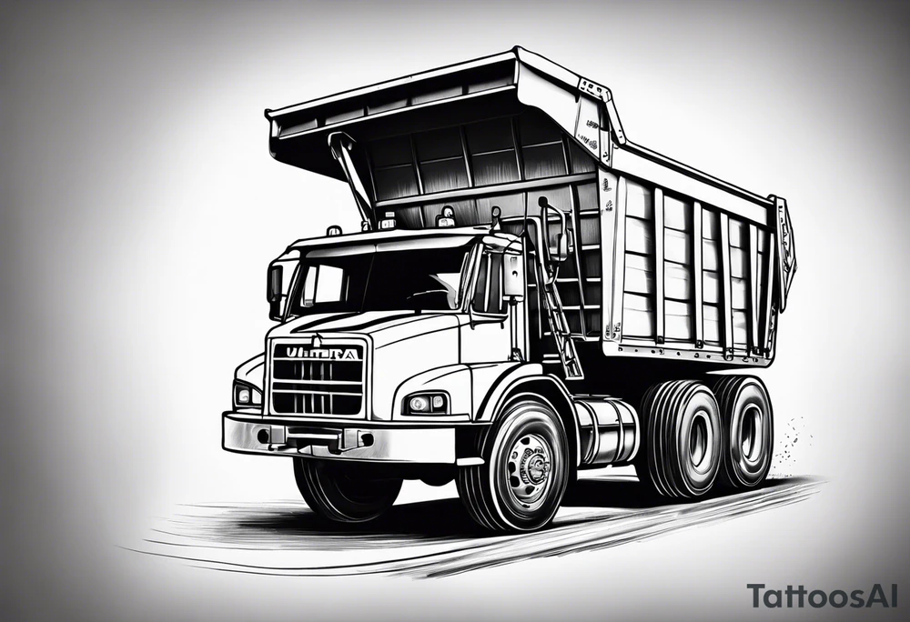 Realistic tattoo of a Dump truck on a forearm tattoo idea