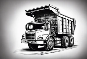 Realistic tattoo of a Dump truck on a forearm tattoo idea