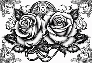 roses with a caduceus, nursing hat and stethoscope intertwined tattoo idea