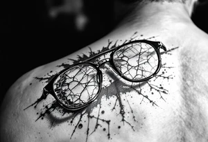 cracked glasses memory of poor eyesight reminder to take care of eyesight, men's tattoo on arm tattoo idea