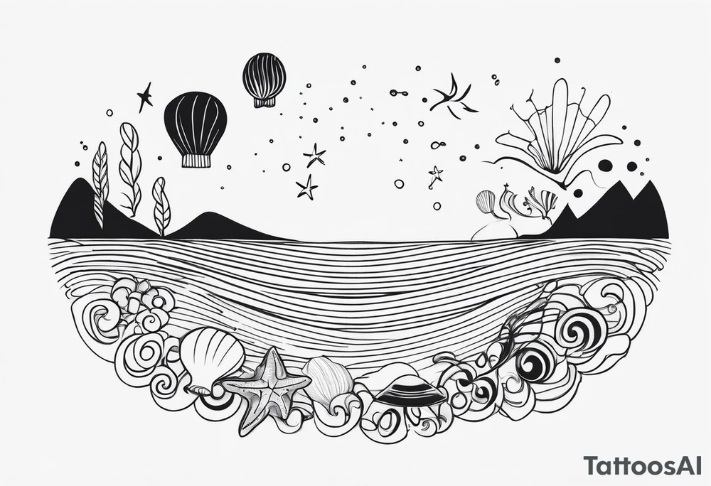 Ocean/waves, with/jellyfish/starfish/shells, for woman’s wrist tattoo idea Ocean/waves, with/jellyfish/starfish/shells, for woman’s wrist tattoo idea