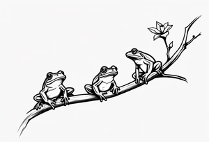 3 frogs on a branch tattoo idea