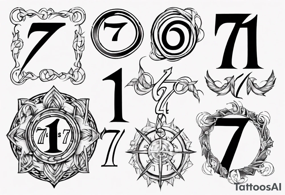 Tattoo involving the number 7, 11 and the infinite symbol tattoo idea