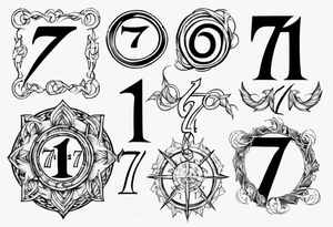 Tattoo involving the number 7, 11 and the infinite symbol tattoo idea