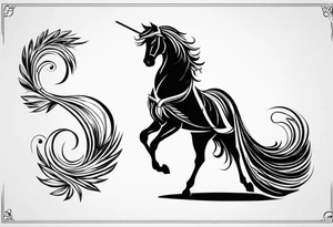 Plume cheval lettre A tattoo idea