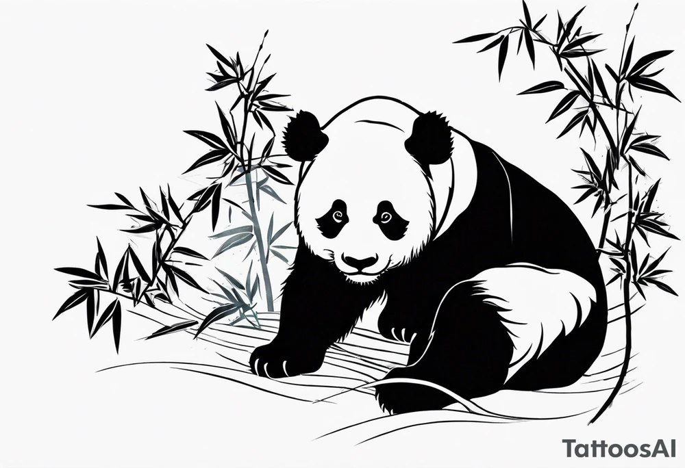 panda with bamboo tattoo idea