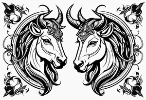 Gemini taurus zodiac symbols 
combined tattoo idea