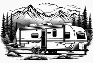 Mountains travel trailer family tattoo idea
