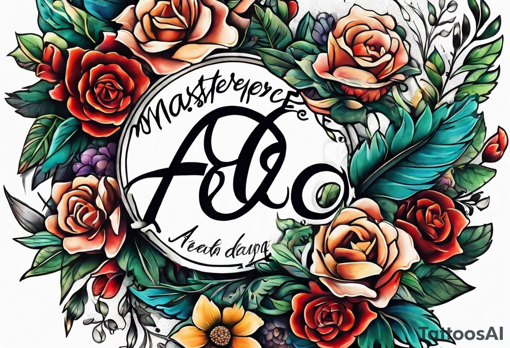 The letters AR together with the words always ready going down the side of the letters tattoo idea
