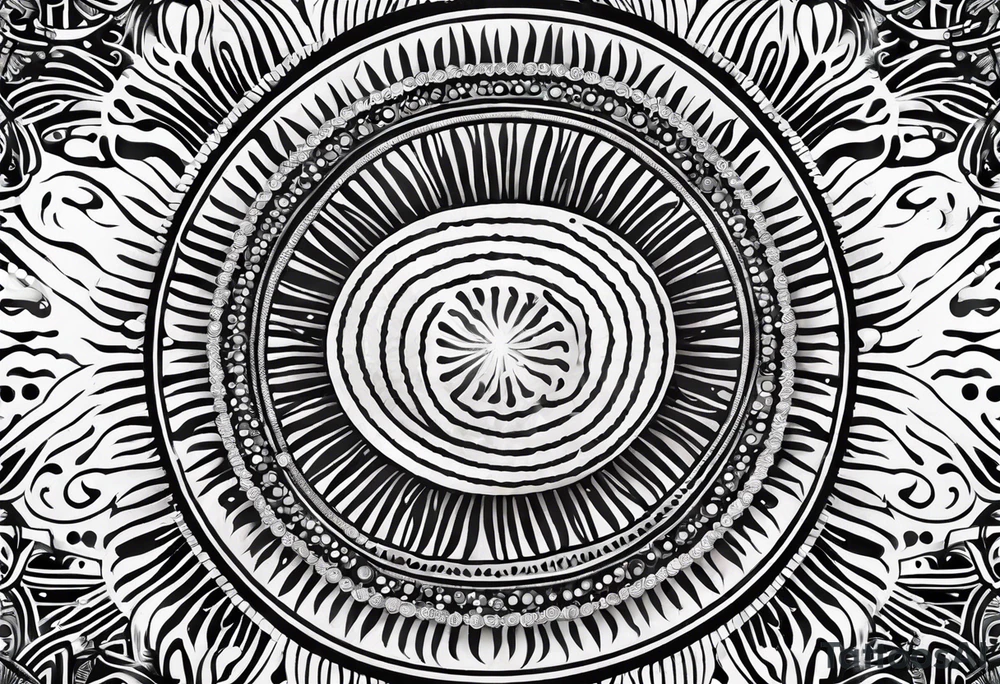 simple sun made of black dots and circles tattoo idea