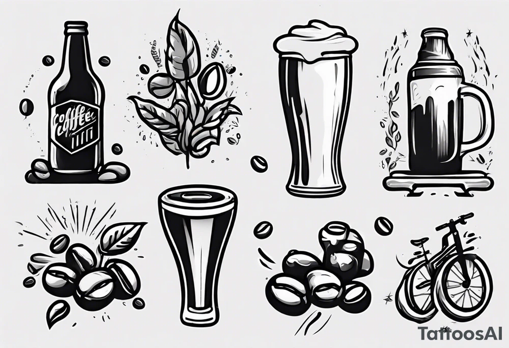 coffee beans, hiking, cycling, beer, gym tattoo idea
