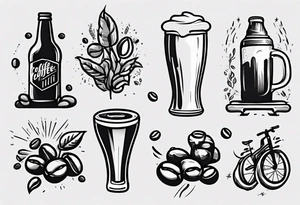 coffee beans, hiking, cycling, beer, gym tattoo idea