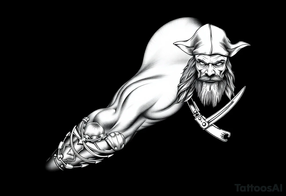 Blackbeard pirate theme sleeve tattoo idea
