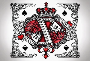 queen of hearts card  -on forearm - with text saying "queen starleen" tattoo idea
