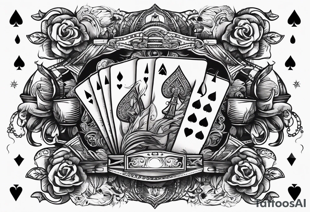 wild west sleeve with playing cards, dice tattoo idea