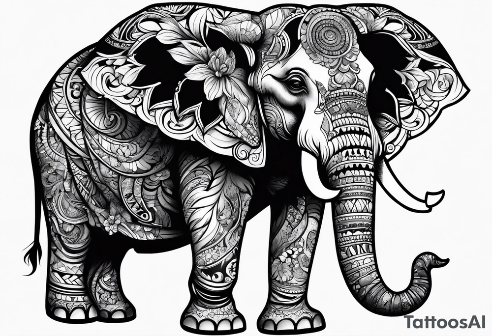 elephant smoking cigarette tattoo idea