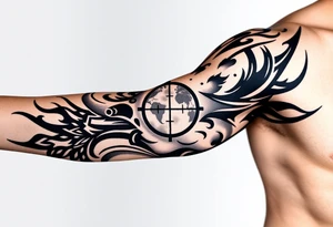 2d scope crosshairs with eerie fog in background tattoo idea