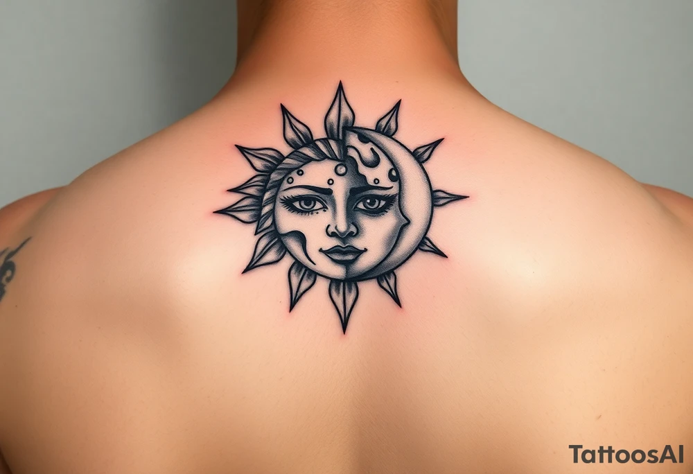 sunface (sunsign in aquarius) & moonface (moonsign in pisces) astrology / japanese inspired tattoo idea