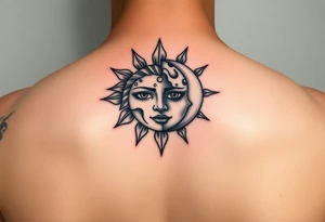 sunface (sunsign in aquarius) & moonface (moonsign in pisces) astrology / japanese inspired tattoo idea