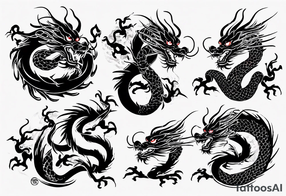 long chinese dragon with scales tattoo idea