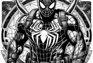 Spiderman in medic battlefield gear tattoo idea