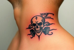 Rolls royce with the word hustler and a skull money girls and drugs tattoo idea