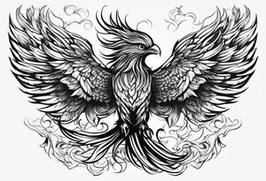 Phoenix horizontal, flying tattoo idea