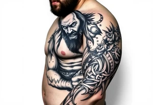Bray Wyatt the Fiend center piece with tribal surrounding covering up old tattoo tattoo idea