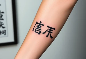 two kanjis on forearm with a background tattoo idea