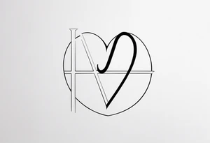 Picture of the letter I within a heart to represent oneself tattoo idea