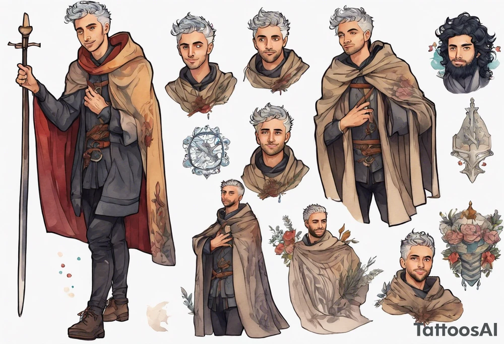 Tan France wearing a medieval cloak tattoo idea
