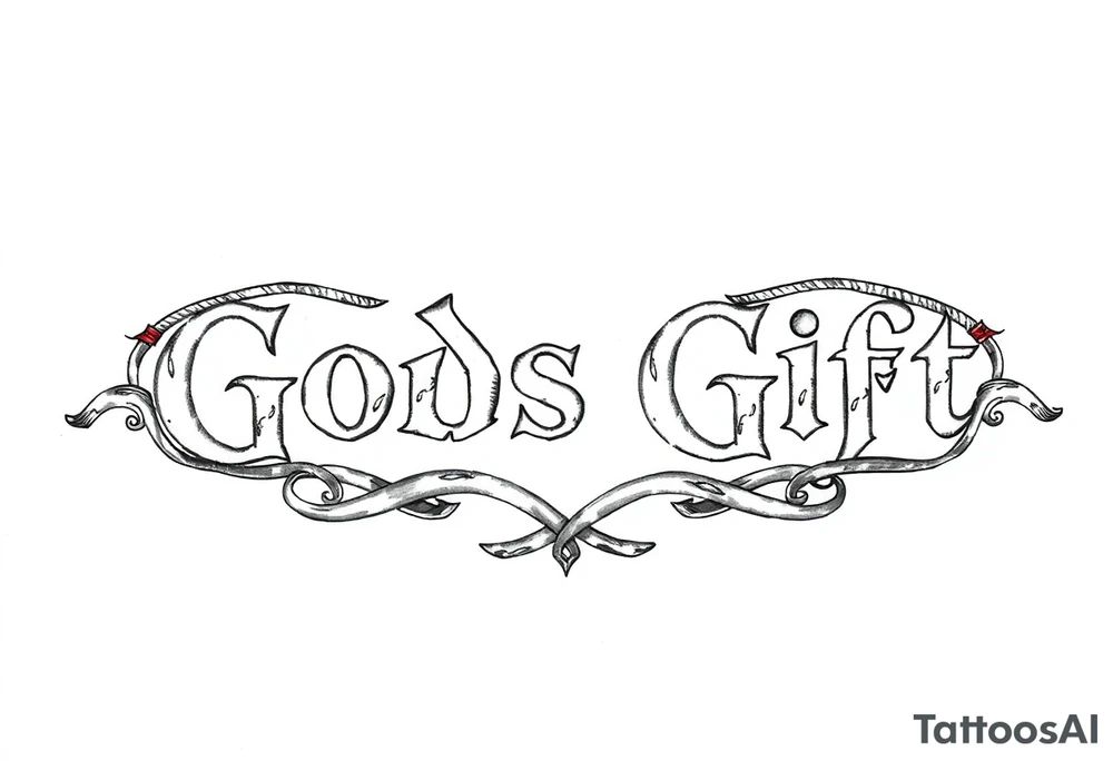 words Gods Gift in a religious style celtic knots tattoo idea