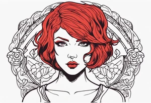 A red-haired girl with a short haircut is a demon tattoo idea