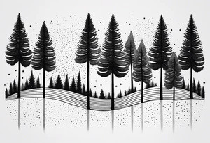 Continuous line pine trees tattoo idea