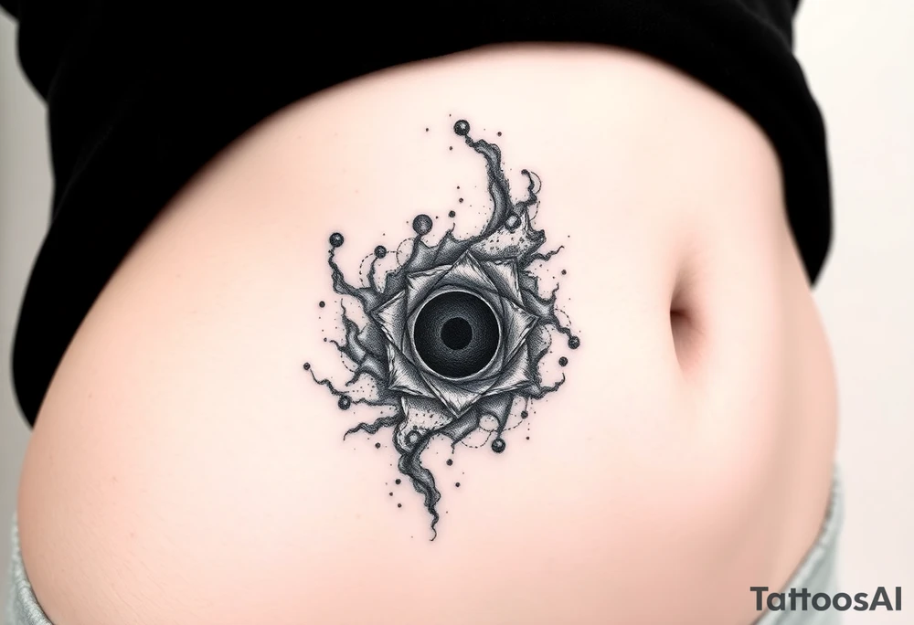 a nebula and black hole with an event horizon tattoo idea