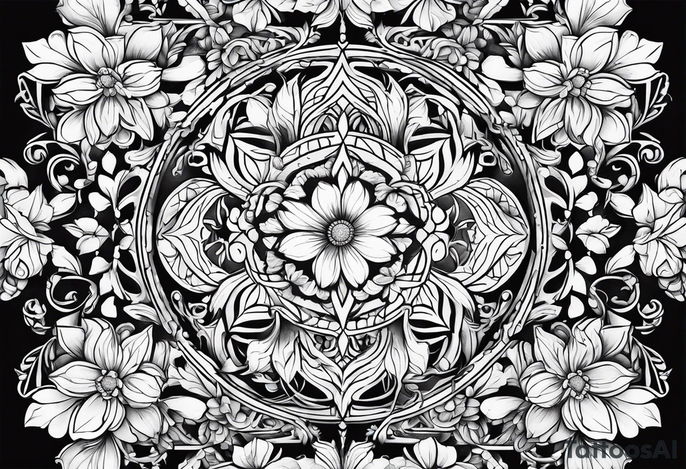 ornaments of flowers tattoo idea
