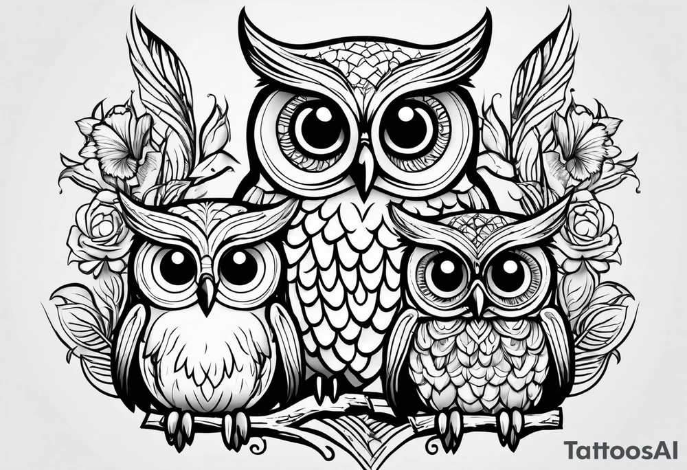 Cute Owls. Hear no evil, see no evil, speak no evil tattoo idea