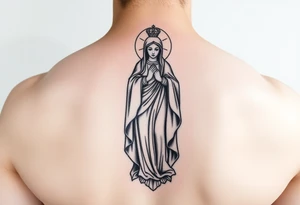 Realistic Virgin Mary statue tattoo idea