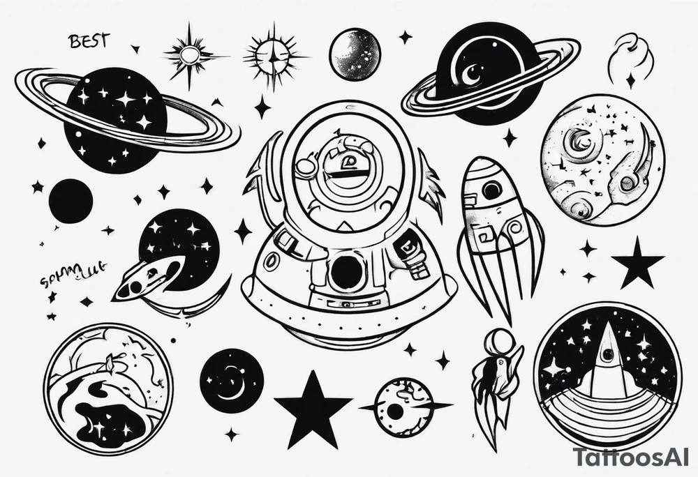 Best friends space song tattoo idea