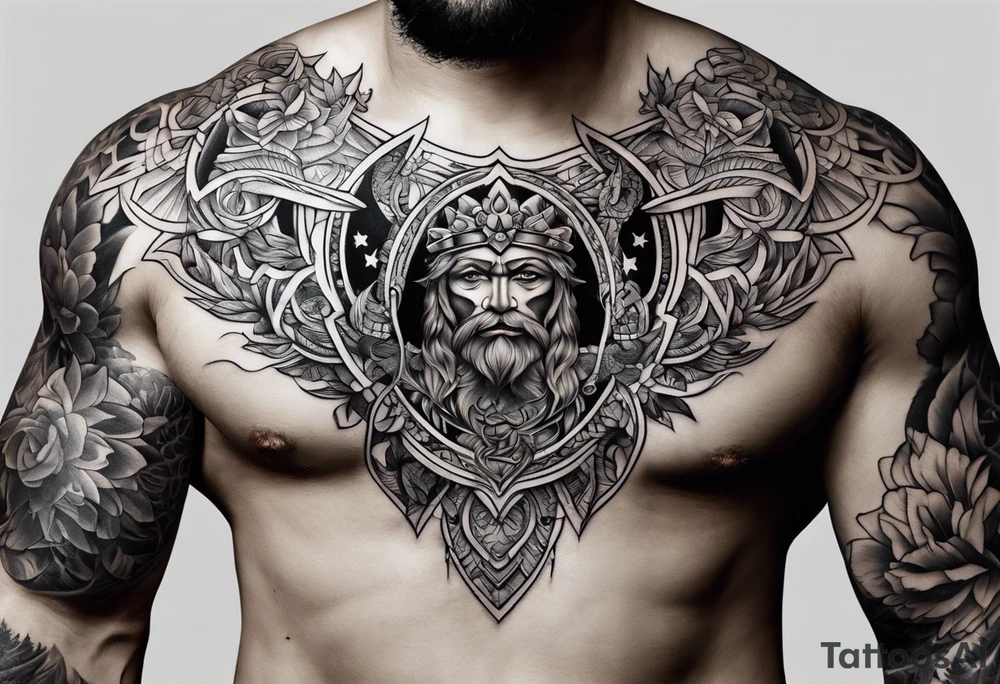 Half chest tattoo tattoo idea