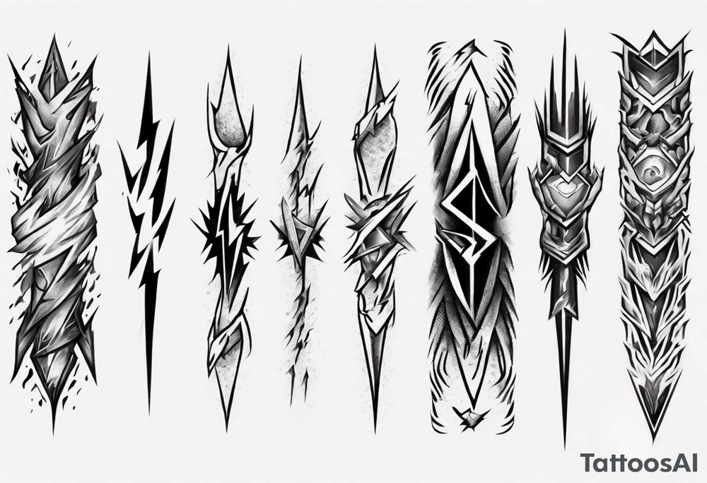 forearm sleeve thunder pattern tattoo idea