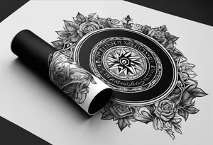 A scroll which is a roll of paper that says 
BUSHWICK….DARKSIDE…..AO……. tattoo idea