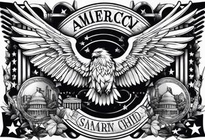 Colored america,money, patriotic, war, evil tattoo idea