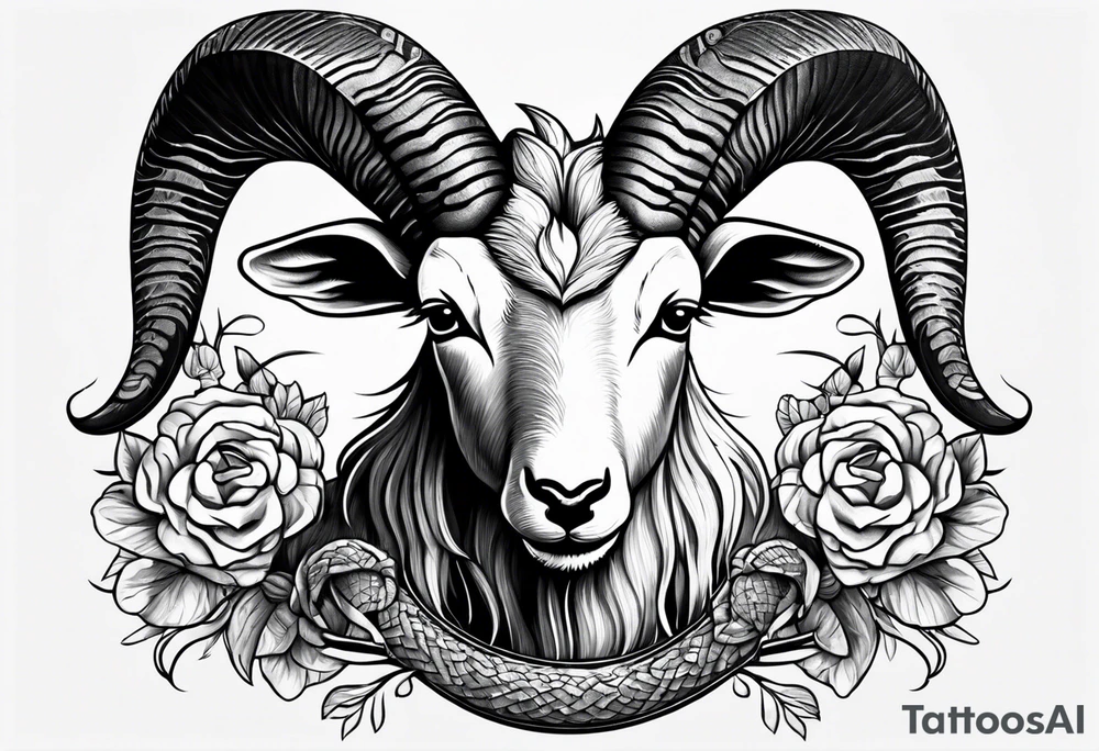 Goat combined with snake tattoo idea