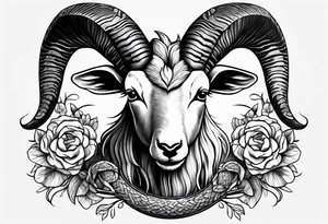 Goat combined with snake tattoo idea