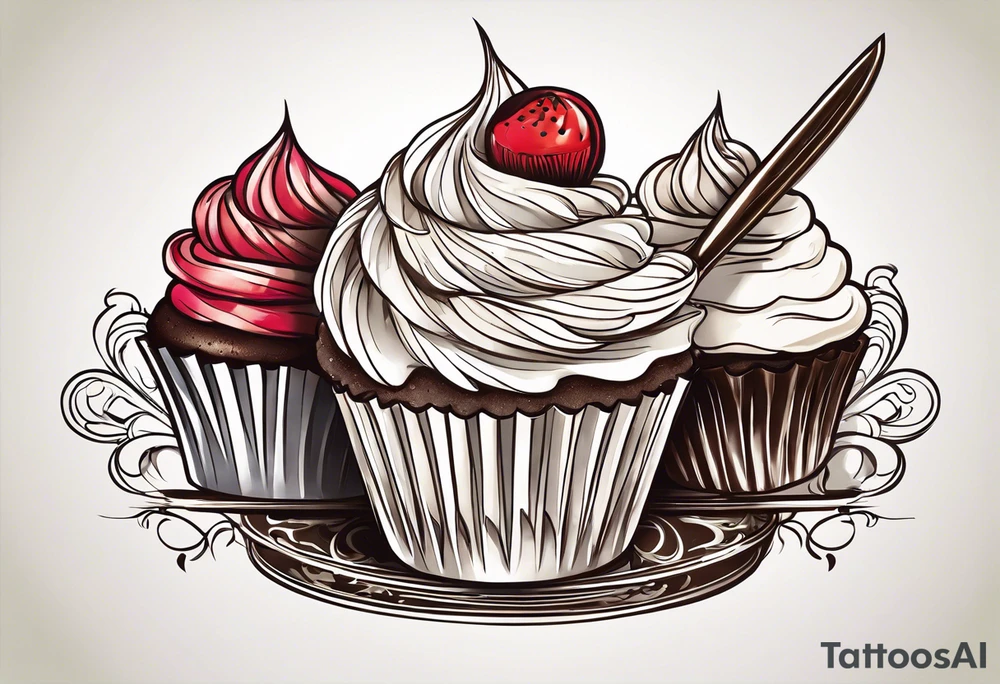 whisk, Cream, Knife, cupcakes resembles pastry chef tattoo idea